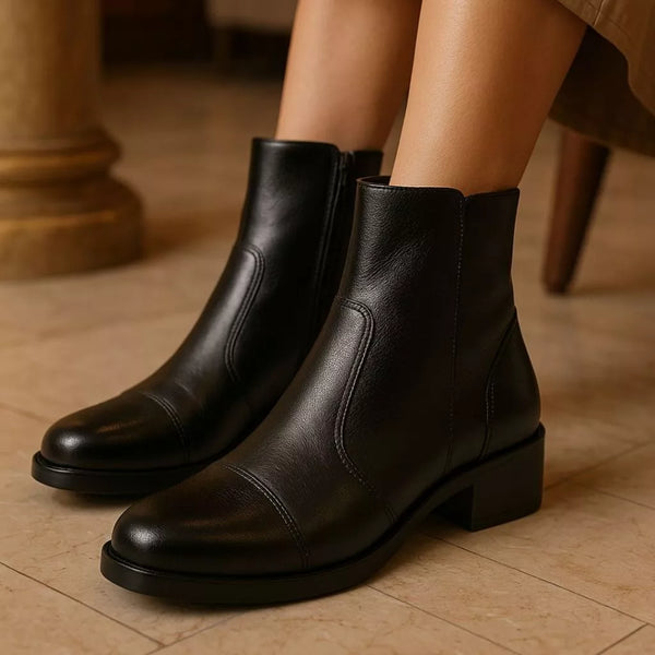Bota Feminina Vittal Couro Legitimo Luna Cano Baixo com Zíper Lateral - PROMOÇÃO COMPRE 1 LEVE 2