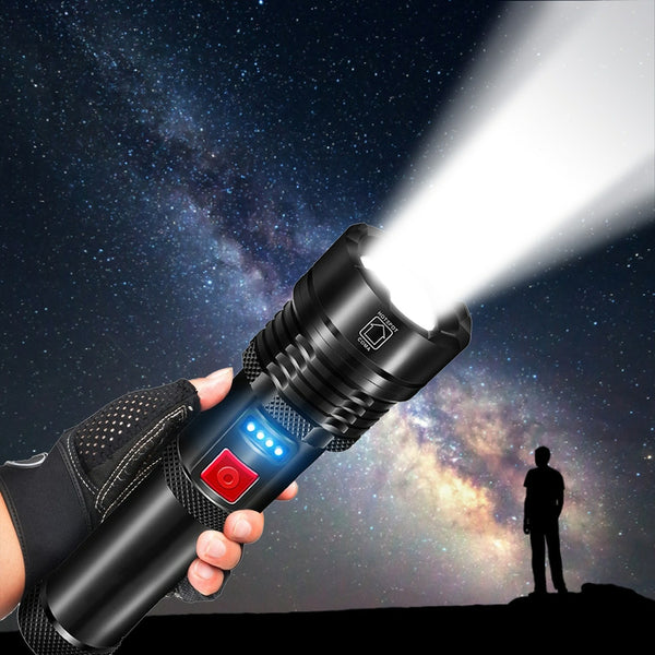 Lanterna Tática Militar Laser de Alta Intensidade com Zoom Ajustável e a Prova d'Água - 5 modos USB Recarregável – LINHA PREMIUM
